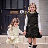 Dave&Bella Toddler Girls White/Black Elegant Sleeveless Padded A-line Vest Dress(wallet bag)