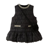 Dave&Bella Toddler Girls White/Black Elegant Sleeveless Padded A-line Vest Dress(wallet bag)