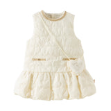 Dave&Bella Toddler Girls White/Black Elegant Sleeveless Padded A-line Vest Dress(wallet bag)