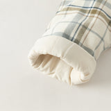 Dave&Bella Toddler Boys Blue White Plaid Turndown Collar Classic Padded Jackets