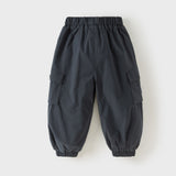 Dave&Bella Toddler Boys Navy/Gray Blue Fleece-Line Cozy Warm Comfortable Jogger Pants