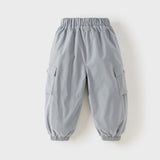 Dave&Bella Toddler Boys Navy/Gray Blue Fleece-Line Cozy Warm Comfortable Jogger Pants