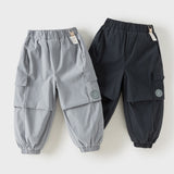 Dave&Bella Toddler Boys Navy/Gray Blue Fleece-Line Cozy Warm Comfortable Jogger Pants