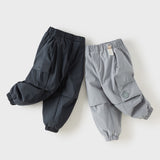 Dave&Bella Toddler Boys Navy/Gray Blue Fleece-Line Cozy Warm Comfortable Jogger Pants