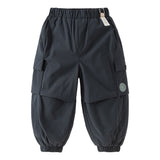Dave&Bella Toddler Boys Navy/Gray Blue Fleece-Line Cozy Warm Comfortable Jogger Pants