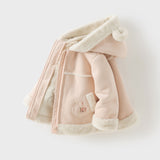Dave&Bella Toddler Girls/Boys Pink/Brown Cute Bear Hooded Thickened Warm Coats