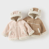 Dave&Bella Toddler Girls/Boys Pink/Brown Cute Bear Hooded Thickened Warm Coats