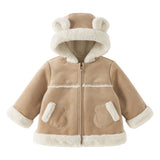 Dave&Bella Toddler Girls/Boys Pink/Brown Cute Bear Hooded Thickened Warm Coats