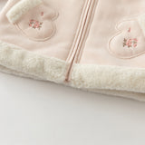 Dave&Bella Toddler Girls/Boys Pink/Brown Cute Bear Hooded Thickened Warm Coats