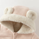 Dave&Bella Toddler Girls/Boys Pink/Brown Cute Bear Hooded Thickened Warm Coats