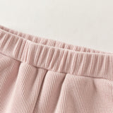 Dave&Bella Toddler Girls Pink/Black/Apricot Sweet Bow Tie Fleece Cozy Flared Pants