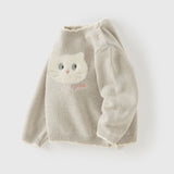 Dave&Bella Toddler Girls/Boys Pink/Khaki Cute Rabbit/Cat Print Cozy Soft Wool Sweaters