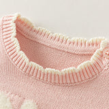 Dave&Bella Toddler Girls/Boys Pink/Khaki Cute Rabbit/Cat Print Cozy Soft Wool Sweaters