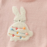 Dave&Bella Toddler Girls/Boys Pink/Khaki Cute Rabbit/Cat Print Cozy Soft Wool Sweaters