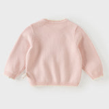 Dave&Bella Toddler Girls/Boys Pink/Khaki Cute Rabbit/Cat Print Cozy Soft Wool Sweaters