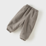 Dave&Bella Toddler Girls/Boys Pink/Grey Fleece-Line Simple Versatile Cozy Jogger Pants