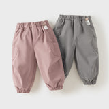 Dave&Bella Toddler Girls/Boys Pink/Grey Fleece-Line Simple Versatile Cozy Jogger Pants