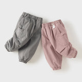 Dave&Bella Toddler Girls/Boys Pink/Grey Fleece-Line Simple Versatile Cozy Jogger Pants