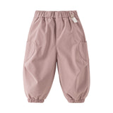 Dave&Bella Toddler Girls/Boys Pink/Grey Fleece-Line Simple Versatile Cozy Jogger Pants