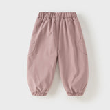 Dave&Bella Toddler Girls/Boys Pink/Grey Fleece-Line Simple Versatile Cozy Jogger Pants