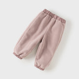 Dave&Bella Toddler Girls/Boys Pink/Grey Fleece-Line Simple Versatile Cozy Jogger Pants