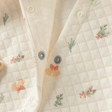 Dave&Bella Baby Girls Beige Doll Collar Cute Print Cozy Cotton Comfortable Soft Rompers