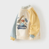 Dave&Bela Toddler Boys Beige Turtle Cute Print Mock Two-Piece Soft Cozy Sweatshirts