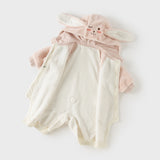 Dave&Bella Baby Girls Pink Cute Sweet Rabbit Fleece Soft Cozy Comfortable Rompers
