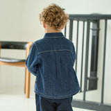 Dave&Bella Toddler Boys Denim Blue Turndown Collar Fleece-Line Warm Cozy Jackets