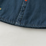 Dave&Bella Toddler Boys Denim Blue Turndown Collar Fleece-Line Warm Cozy Jackets