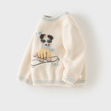 Dave&Bella Toddler Boys Blue/White Cute Bear/Dog Print Comfortable Cozy Soft Sweaters