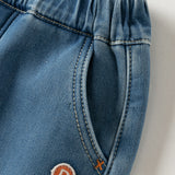 Dave&Bela Toddler Boys Denim Blue Fleece-Line Warm Soft Cozy Jeans