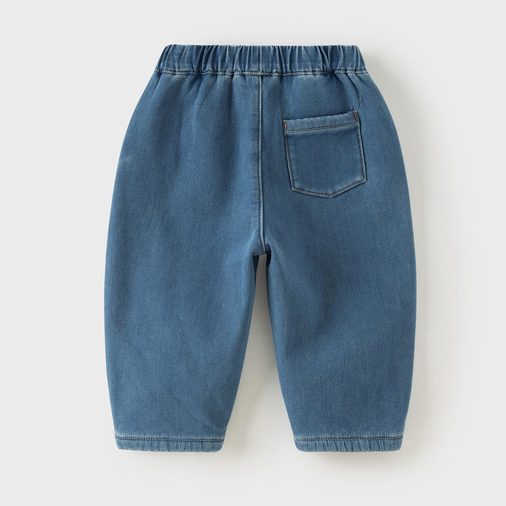 Dave&Bela Toddler Boys Denim Blue Fleece-Line Warm Soft Cozy Jeans