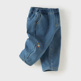 Dave&Bela Toddler Boys Denim Blue Fleece-Line Warm Soft Cozy Jeans