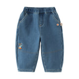 Dave&Bela Toddler Boys Denim Blue Fleece-Line Warm Soft Cozy Jeans