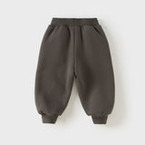 Dave&Bella Toddler Girls Pink/Gray Fleece-Line Simple Versatile Cozy Soft Jogger Pants