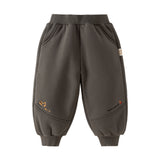Dave&Bella Toddler Girls Pink/Gray Fleece-Line Simple Versatile Cozy Soft Jogger Pants