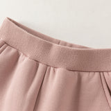 Dave&Bella Toddler Girls Pink/Gray Fleece-Line Simple Versatile Cozy Soft Jogger Pants
