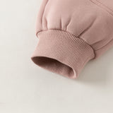 Dave&Bella Toddler Girls Pink/Gray Fleece-Line Simple Versatile Cozy Soft Jogger Pants