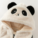 Dave&Bela Toddler Girls White Hooded Cute Panda-Shape Fleece Cozy Warm Padded Vests
