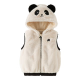 Dave&Bela Toddler Girls White Hooded Cute Panda-Shape Fleece Cozy Warm Padded Vests