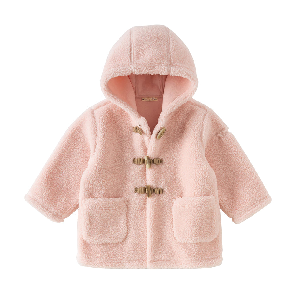 Dave&Bella Toddler Girls/Boys Pink/Blue Toggle‑Button Hooded Soft Preppy‑Style Coats