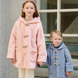 Dave&Bella Toddler Girls/Boys Pink/Blue Toggle‑Button Hooded Soft Preppy‑Style Coats