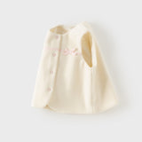 Dave&Bella Toddler Girls Beige Design Bow Tie Micro Fleece Warm Vests