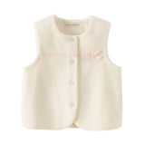 Dave&Bella Toddler Girls Beige Design Bow Tie Micro Fleece Warm Vests