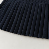 Dave&Bella Kid Girls Navy/Yellow/Pink Polo Collar Soft Cozy Knitted A‑Line Dress