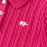 Dave&Bella Kid Girls Navy/Yellow/Pink Polo Collar Soft Cozy Knitted A‑Line Dress
