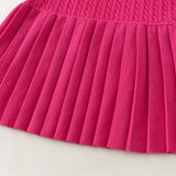 Dave&Bella Kid Girls Navy/Yellow/Pink Polo Collar Soft Cozy Knitted A‑Line Dress