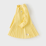 Dave&Bella Kid Girls Navy/Yellow/Pink Polo Collar Soft Cozy Knitted A‑Line Dress