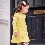 Dave&Bella Kid Girls Navy/Yellow/Pink Polo Collar Soft Cozy Knitted A‑Line Dress